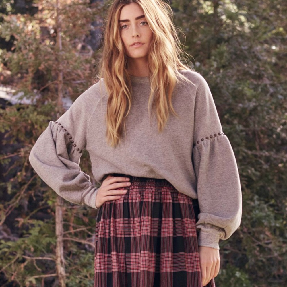 The GREAT Bishop Sleeve Studded Sweatshirt <NEW>